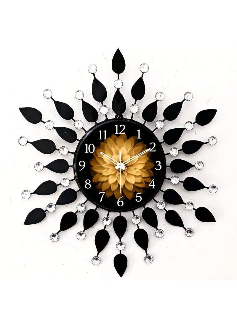 Generic - Nautical King Wall Clock for Home Stylish 20 inch dial 8 inch Colour Black Beautiful Flower Design Antique Style Art Unique Office Decor Iron Metal Glass (Golden Dial) - Image 1