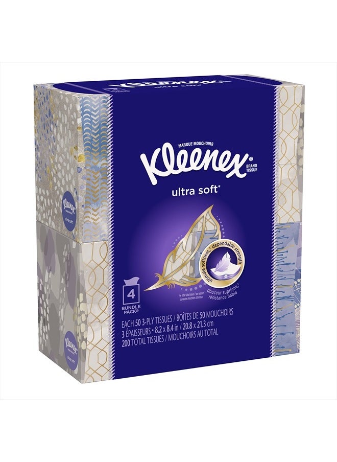 Kleenex - Ultra Soft Facial Tissues, Cube Box, 50 Tissues per Cube Box, 4 Packs - Image 1
