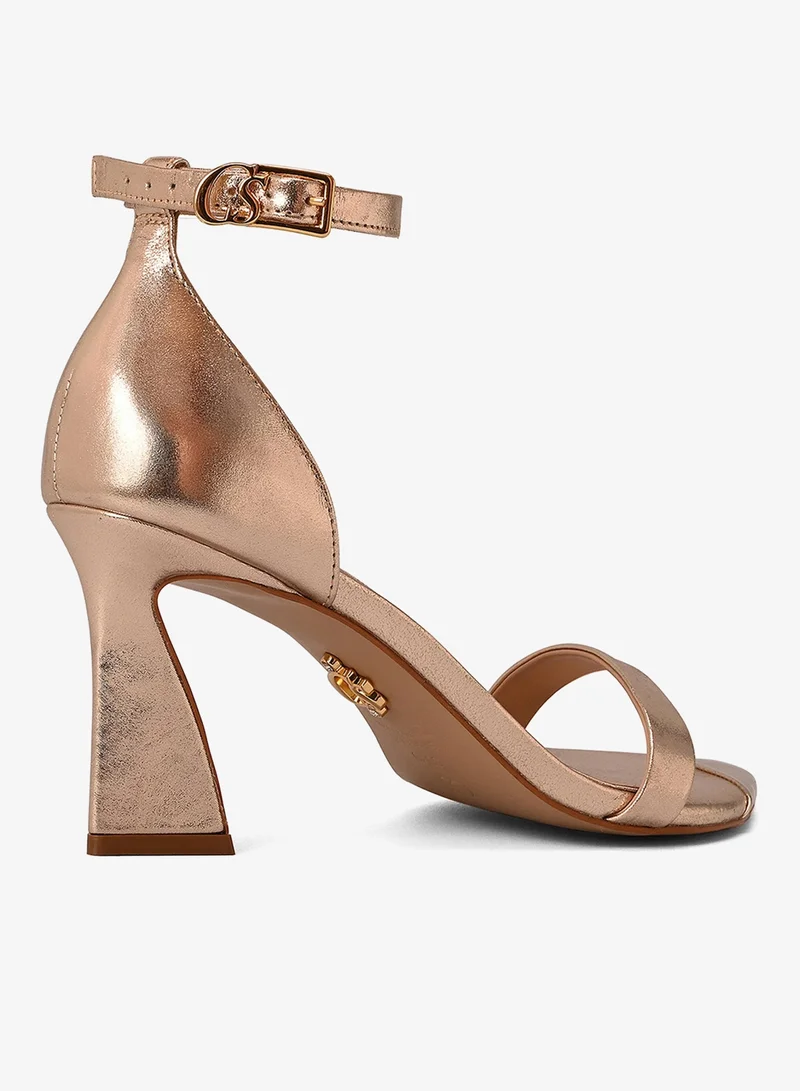 Carmen Steffens Gold Metal Detail Sandal