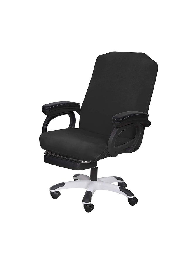 SARAFLORA Office Chair Cover- Large, Black- Removable Computer Cover for with Zipper Universal Rotating Desk High Back Seat Washable Protector Pets - Image 1
