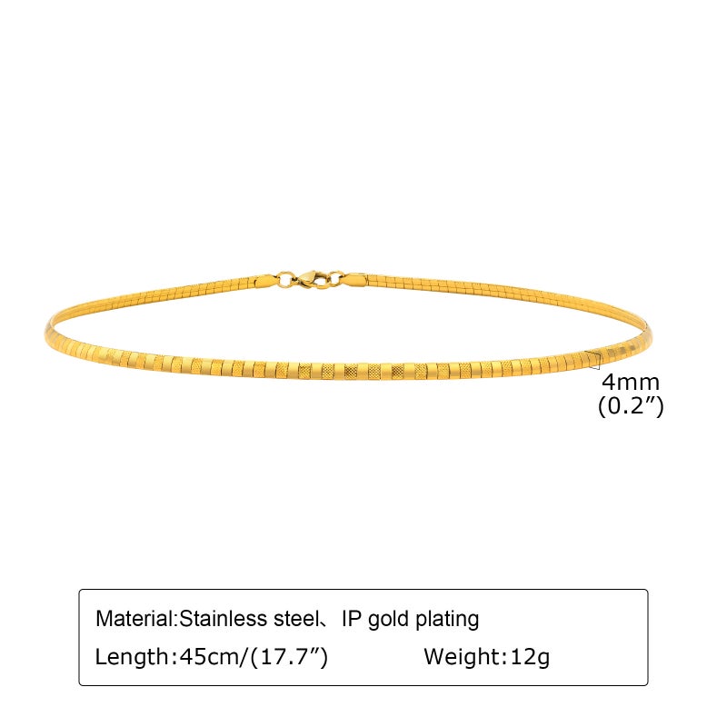 Minimalist Stainless Steel Choker Necklace 18K Gold NC-1319G 