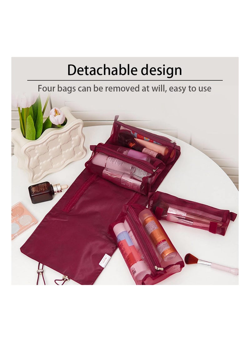 KASTWAVE Kawaii Hanging Toiletry Bag, Cute Kuromi Cosmetic Bag Makeup Bag, Portable Organizer Travel Bag with Lanyard, Foldable Waterproof Toiletry Bag for Women Girls (Black) - Image 4