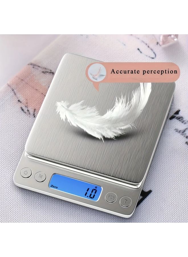 High Precision Digital Kitchen Scale 500g 0.01g Grams And Ounces Stainless Steel Surface White Feather Accent Cooking Baking Meal Prep Apartment Dorm Kitchen Accessories - Image 1