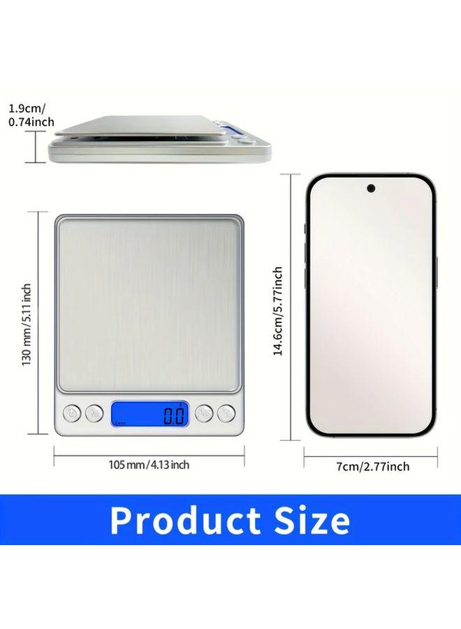 High Precision Digital Kitchen Scale 500g 0.01g Grams And Ounces Stainless Steel Surface White Feather Accent Cooking Baking Meal Prep Apartment Dorm Kitchen Accessories - Image 2