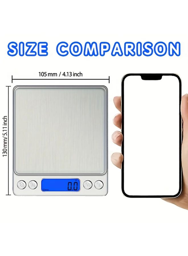 High Precision Digital Kitchen Scale 500g 0.01g Grams And Ounces Stainless Steel Surface White Feather Accent Cooking Baking Meal Prep Apartment Dorm Kitchen Accessories - Image 3