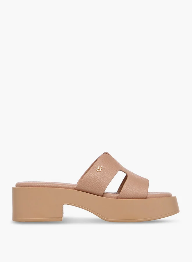 Celeste Women's Textured Slip-On Cross Strap Sandals with Block Heels