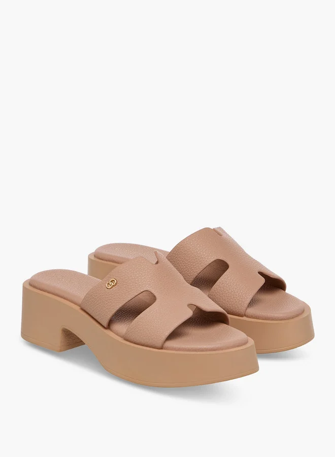 Celeste Women's Textured Slip-On Cross Strap Sandals with Block Heels