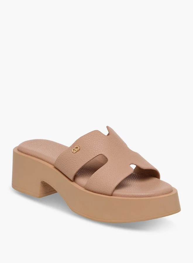 سيليست صنادل نسائية سهلة الارتداء بكعب بلوك وأشرطة متقاطعة بنقوش بارزة