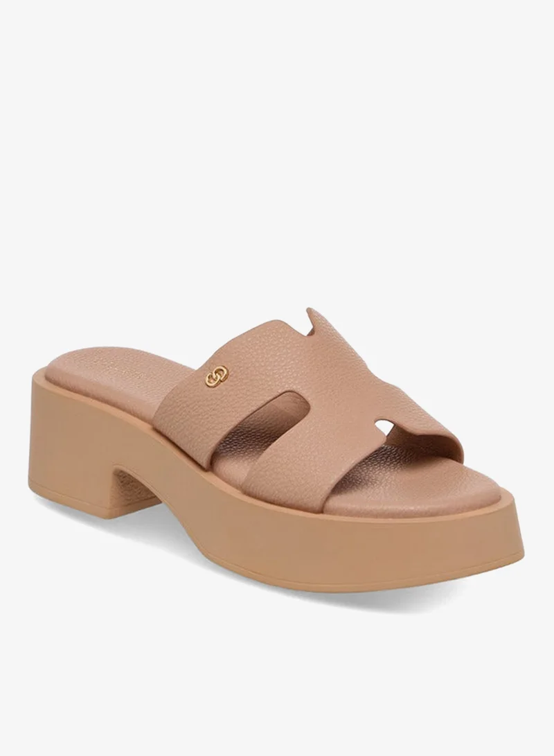 سيليست صنادل نسائية سهلة الارتداء بكعب بلوك وأشرطة متقاطعة بنقوش بارزة