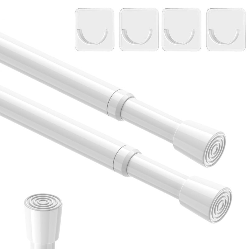 AIZESI 2pcs Spring Tension Rods Adjustable 26 to 39 inch Small Tension Curtain Rod No Drilling Expandable Spring Loaded Curtain RodSuitable for Doors and Windows 28 to 36 inch White
