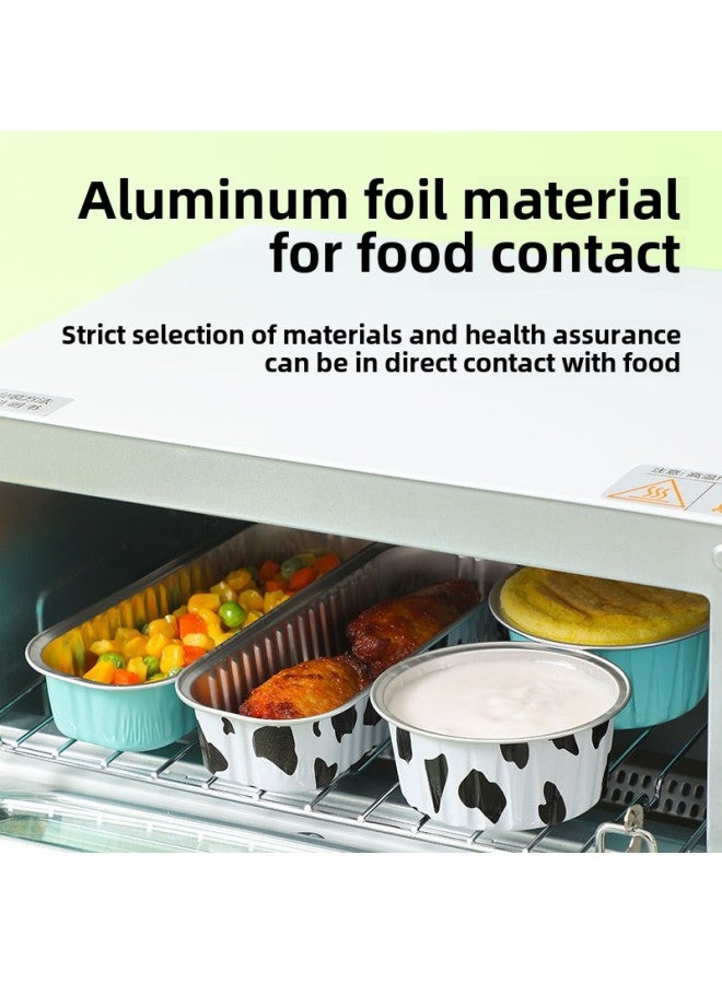 Food Grade Thickened Tin Paper Box Pudding Cup Disposable Commercial High Temperature Resistant Air Fryer Special Aluminum Foil Cup Wholesale-Specifications:Round Pudding Cups, 50 Pieces In Mixed Colors (cow/gold/blue/pink) - Image 5