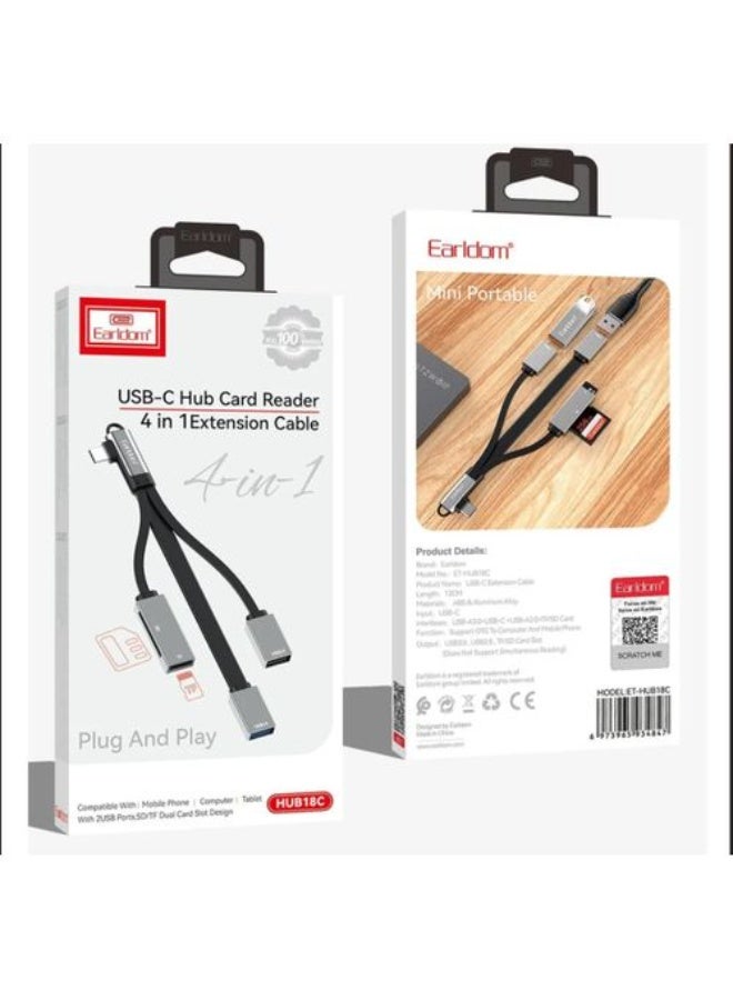 Earldom USB-C Hub Card Reader 4 in 1 Cable HUB18C - Image 3