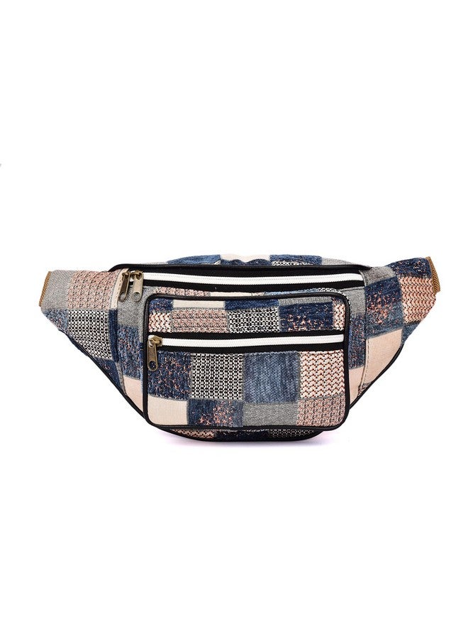 K London Stylish Canvas Multi Colored Ethnic Design Waist Pack Waist Pouch Travel Pouch Passport Holder Waist Bag with Adjustable Strap(11702_Multi) - Image 1