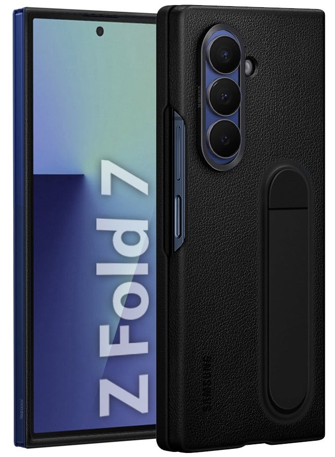 CATANES Leather Case Cover for Samsung Galaxy Z Fold 7, Kindsuit Case Slim and sleek with Secure Hand Grip - Black - Image 1