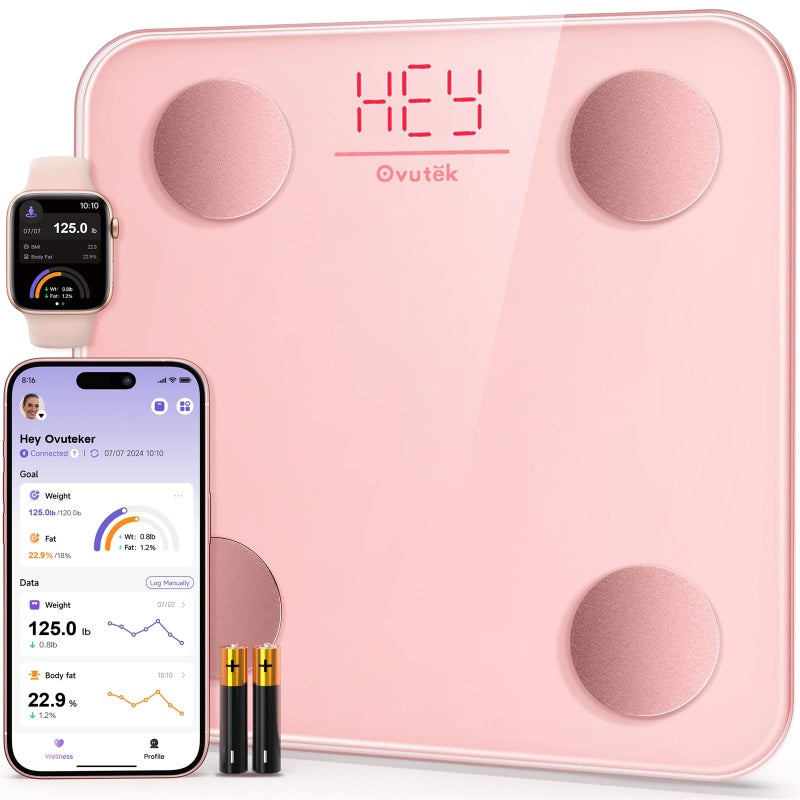 Ovutek Smart Scale for Body Weight, Digital Bathroom Scale BMI Weighing Body Fat Scale, Accurate Body Composition Scale Monitor for People's Health with Smartphone App, Compact Size, 400lb - Image 1