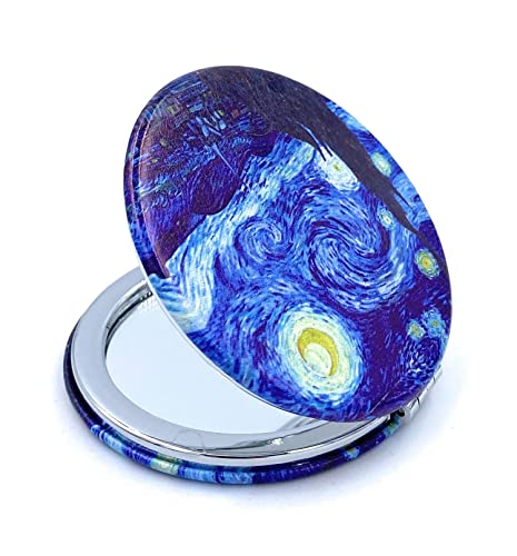Aeisage Compact Mirror Purse Makeup Mirror Small Travel Mirror Pocket Mirror Lipstick Mirror Starry Night Van Gogh Cute Mini Mirror Art Artistic Gifts for Women - Image 4