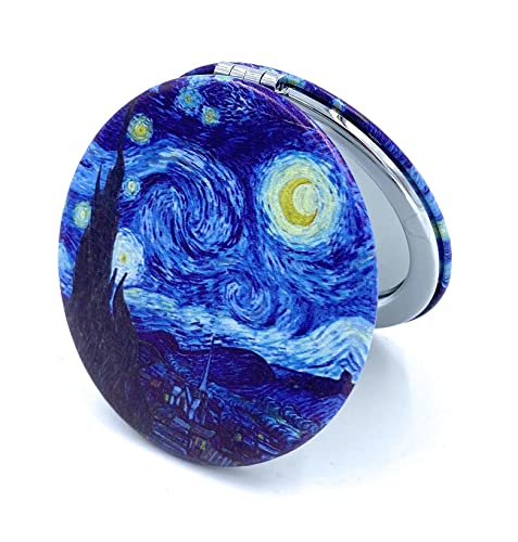 Aeisage Compact Mirror Purse Makeup Mirror Small Travel Mirror Pocket Mirror Lipstick Mirror Starry Night Van Gogh Cute Mini Mirror Art Artistic Gifts for Women - Image 2