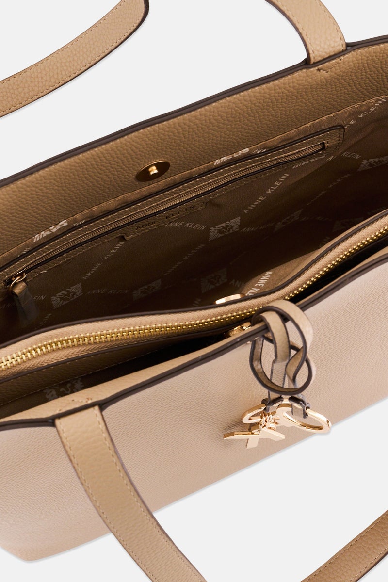 ANNE KLEIN Women Brand Logo Tote Bag With Pouch, Truffle - Image 3
