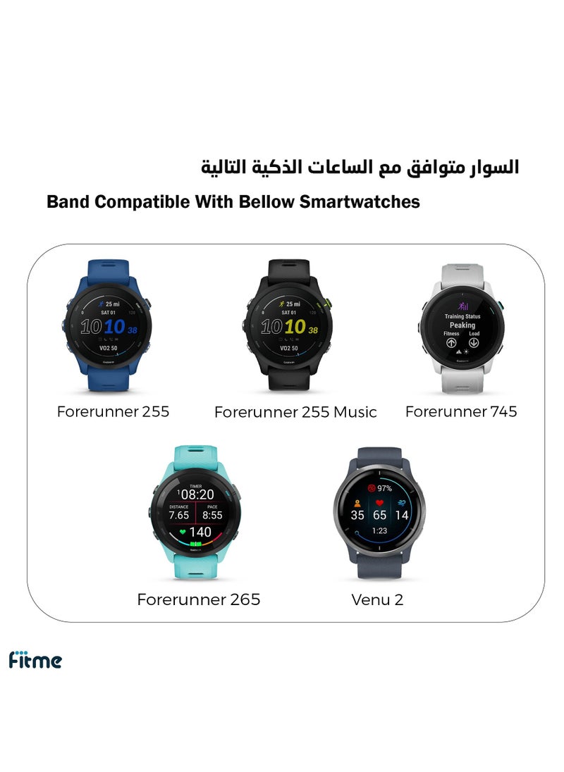 فيت مي سوار تبديل سليكون رياضي لساعات جارمن فوريرنر 255/ فوريرنر 965 / فوريرنر 265 / فوريرنر 955 / فوريرنر 935 / فوريرنر 745 / ايبكس 2 / ابروتش اس 70 / اس 62 / اس 60 - (22 مم)  - Image 5