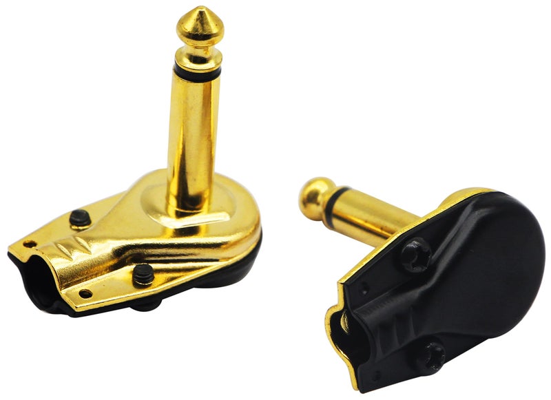 zdyCGTime DIY 6.35MM 1/4" Mono Male 90 Degree Right Angle Pancake Style Plugs Connectors for Speaker,Snakes Golden Plated TS Male Mono 1/4 Inch Phono 6.35mm Phone Microphone Plug(4packs-2 Pole) - Image 4