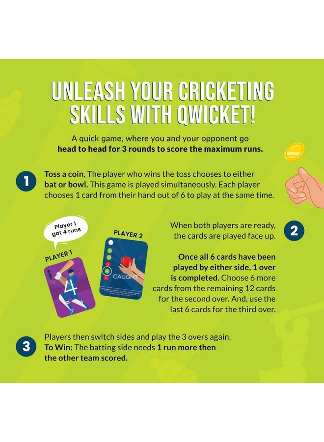 بينكا كيوكيت - لعبة بطاقات كريكيت ممتعة للجميع، هدايا عيد ميلاد، لعبة عائلية للأطفال والمراهقين والبالغين، بطاقات كريكيت داخلية، هدايا للأطفال من سن 7 و8 و9 سنوات فما فوق (لاعبان) - Image 4