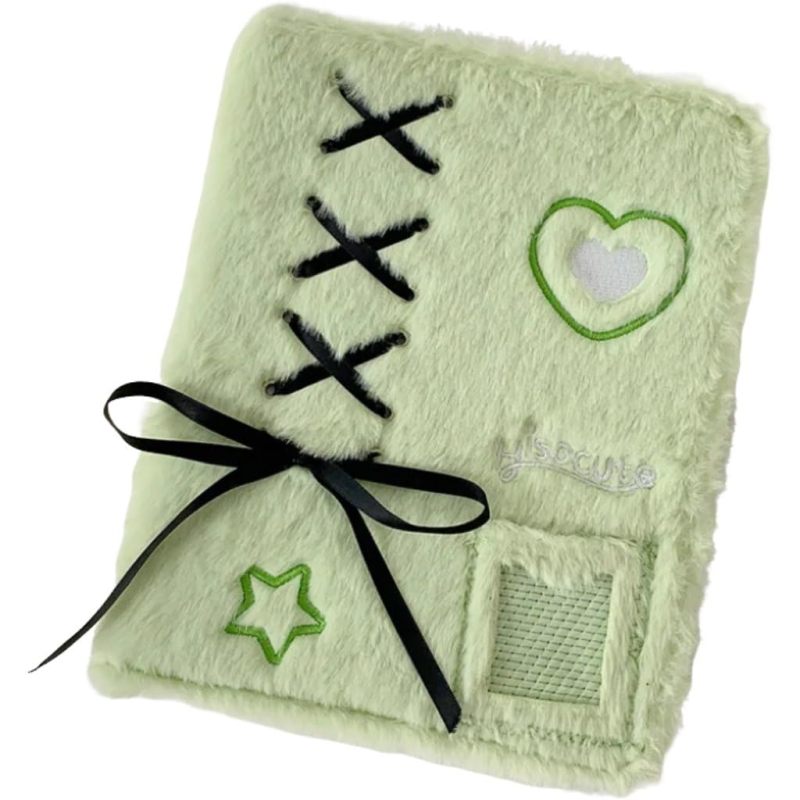Kpop Binder A5 Green Size Soft Plush Cover - Protective Transparent Pvc Sleeves Photocard Album for Korean Fans, Students, On-the-go Collectors - Image 1