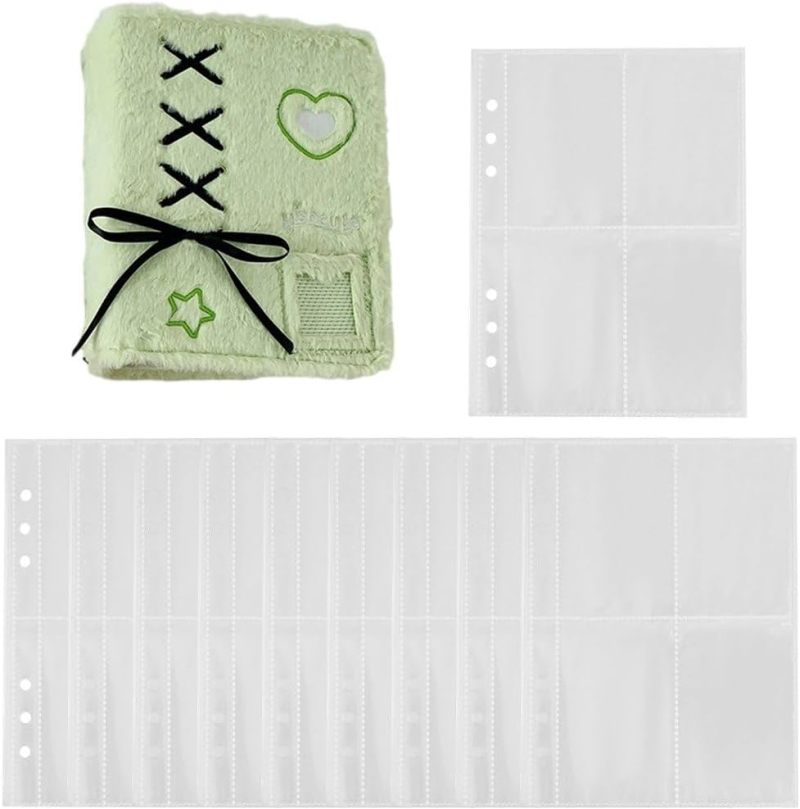 Kpop Binder A5 Green Size Soft Plush Cover - Protective Transparent Pvc Sleeves Photocard Album for Korean Fans, Students, On-the-go Collectors - Image 4