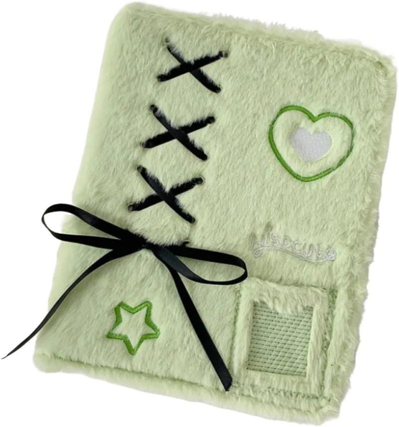 Kpop Binder A5 Green Size Soft Plush Cover - Protective Transparent Pvc Sleeves Photocard Album for Korean Fans, Students, On-the-go Collectors - Image 2