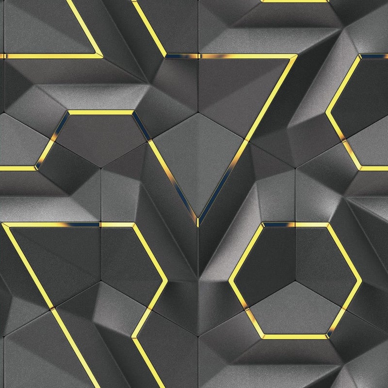 Nimbose® Peel-Stick Wallpaper Modern 3D Black Gold Geometric Abstract Pattern Waterproof Wallpaper for Home Kitchen Countertop Cabinet Furniture Oil Proof Kitchen Stickers (45x500 cm) - Image 5