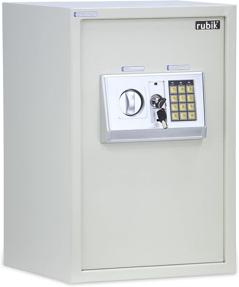 Rubik Safe Box Large with Digital Combination Lock and keys, Fire Resistant Safety Locker for Home Office (RB50EDA-W, 50x35x30cm) Off White - Image 1