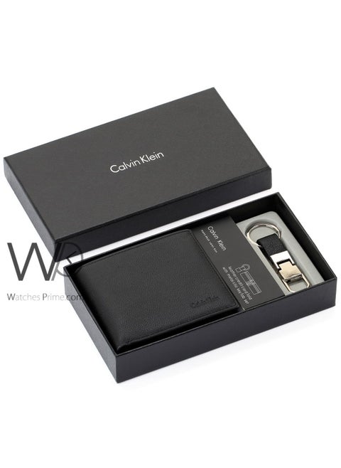 Calvin Klein Ck Genuine Leather Black Wallet and Keychain for Men
