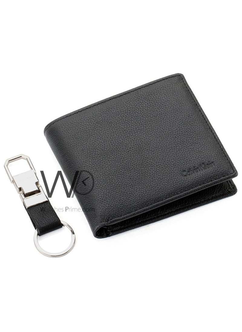 Calvin Klein Ck Genuine Leather Black Wallet and Keychain for Men