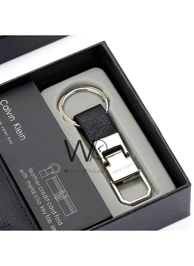 Calvin Klein Ck Genuine Leather Black Wallet and Keychain for Men