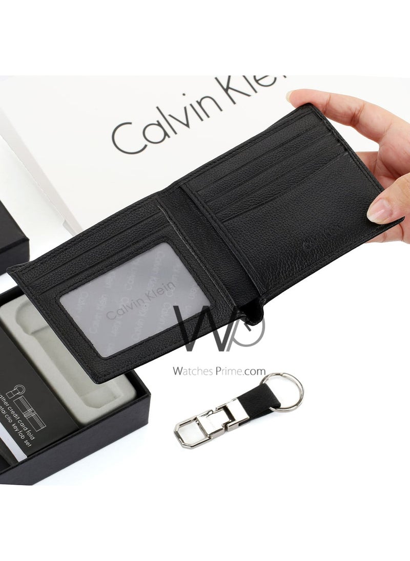 Calvin Klein Ck Genuine Leather Black Wallet and Keychain for Men