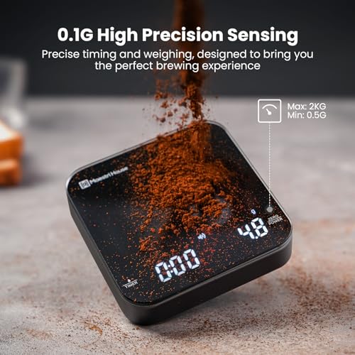 Maestri House Rechargeable Mini Coffee Scale with Timer, Maestri House Espresso Scale, 2kg/0.1g Accurate Scale for Espresso and Pour-Over Coffee, Portable Digital Kitchen Scale with Automatic Timing（Black） - Image 4