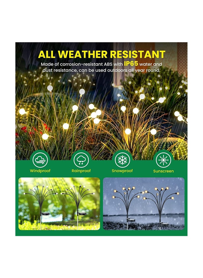 GGEROU - Solar Firefly Lights 2 Pack 12 LED Solar Lights Outdoor Waterproof IP65 Starburst Swaying Solar Firefly Lights Solar Pathway Lights for Path Landscape Garden Yard Patio - Image 1