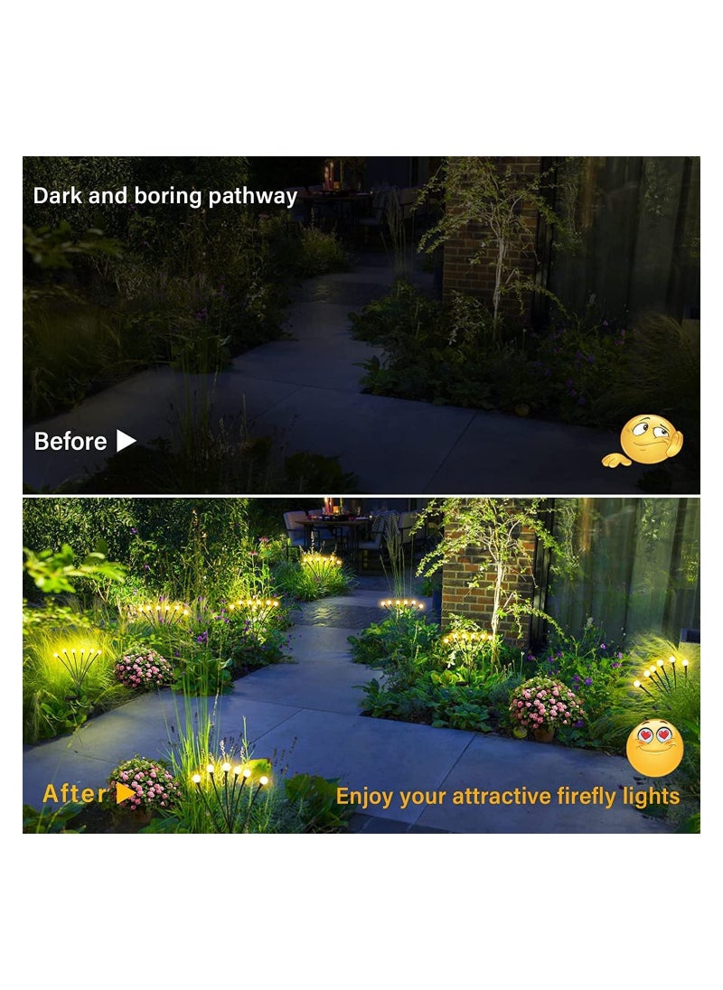 GGEROU - Solar Firefly Lights 2 Pack 12 LED Solar Lights Outdoor Waterproof IP65 Starburst Swaying Solar Firefly Lights Solar Pathway Lights for Path Landscape Garden Yard Patio - Image 1