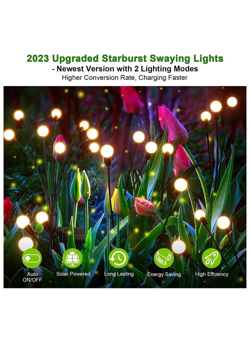 GGEROU - Solar Firefly Lights 2 Pack 12 LED Solar Lights Outdoor Waterproof IP65 Starburst Swaying Solar Firefly Lights Solar Pathway Lights for Path Landscape Garden Yard Patio - Image 1