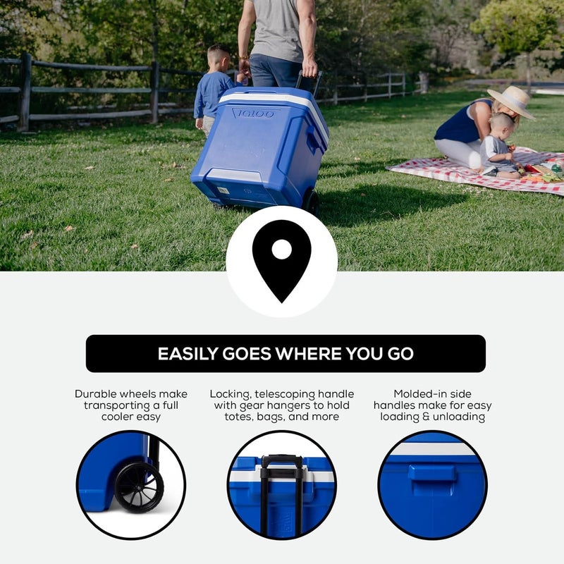 Igloo Hard Coolers | Profile II Series | Insulated Ice Chests | Roller Cooler with Wheels - Image 4