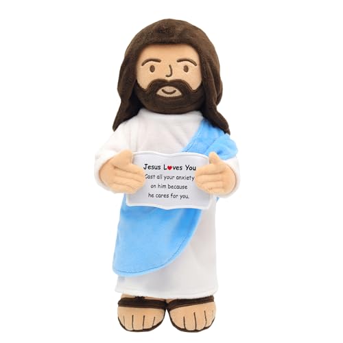 Yelakey Jesus Plush 13 Jesus Stuffed Plushie Doll with Positive Card for Christmas Religious Easter Church Sunday School Toy Gift for Kids D - Image 1