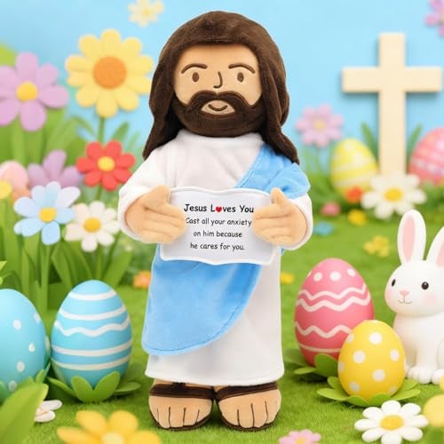 Yelakey Jesus Plush 13 Jesus Stuffed Plushie Doll with Positive Card for Christmas Religious Easter Church Sunday School Toy Gift for Kids D - Image 5
