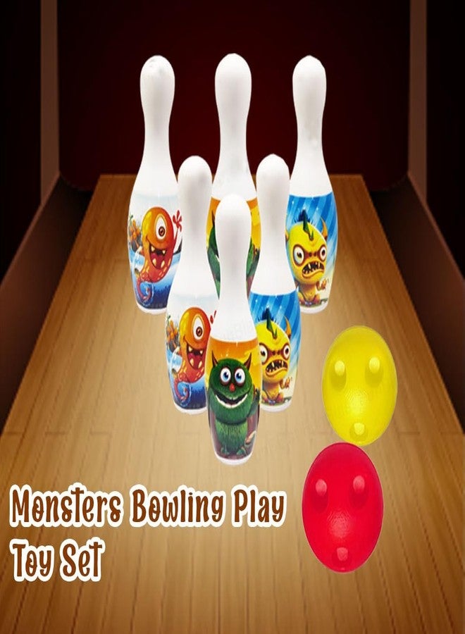 PSEUDO® Bowling Toy Set with 6 Pins and 1 Ball Indoor Outdoor Sports Game for Kids-Delux Bowling (Moster Print Bowling),Multicolor - Image 4