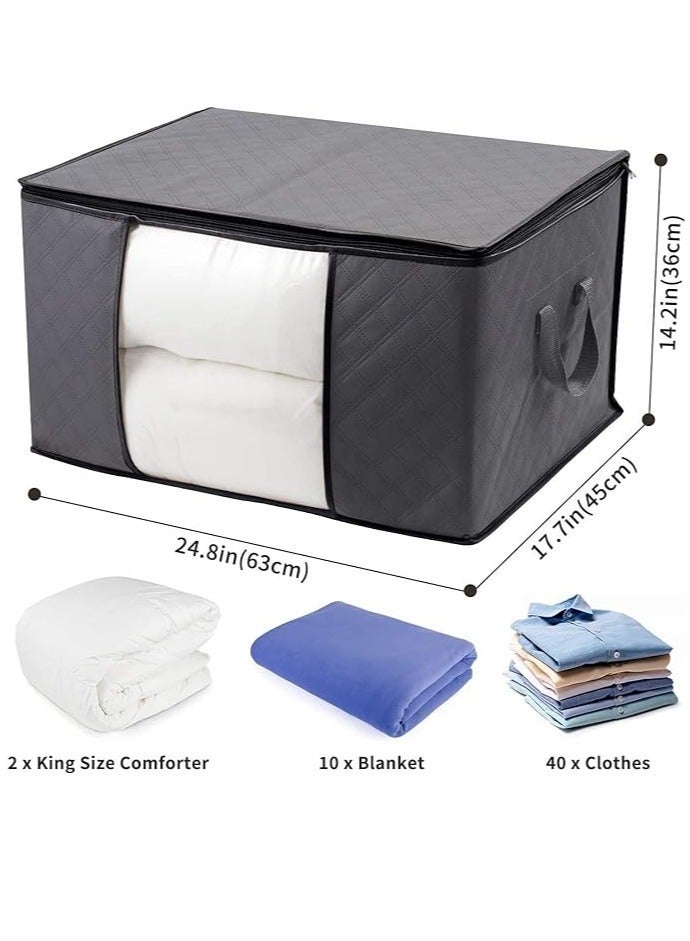 3 Pieces Large Capacity Sized Bags Clothes Storage Organizers Foldable, durable, and space-saving with See-Through Window Carry Handles - Image 2