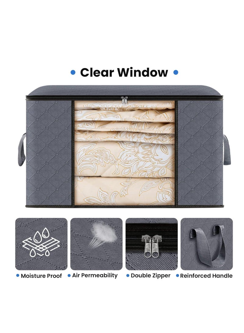 3 Pieces Large Capacity Sized Bags Clothes Storage Organizers Foldable, durable, and space-saving with See-Through Window Carry Handles - Image 5
