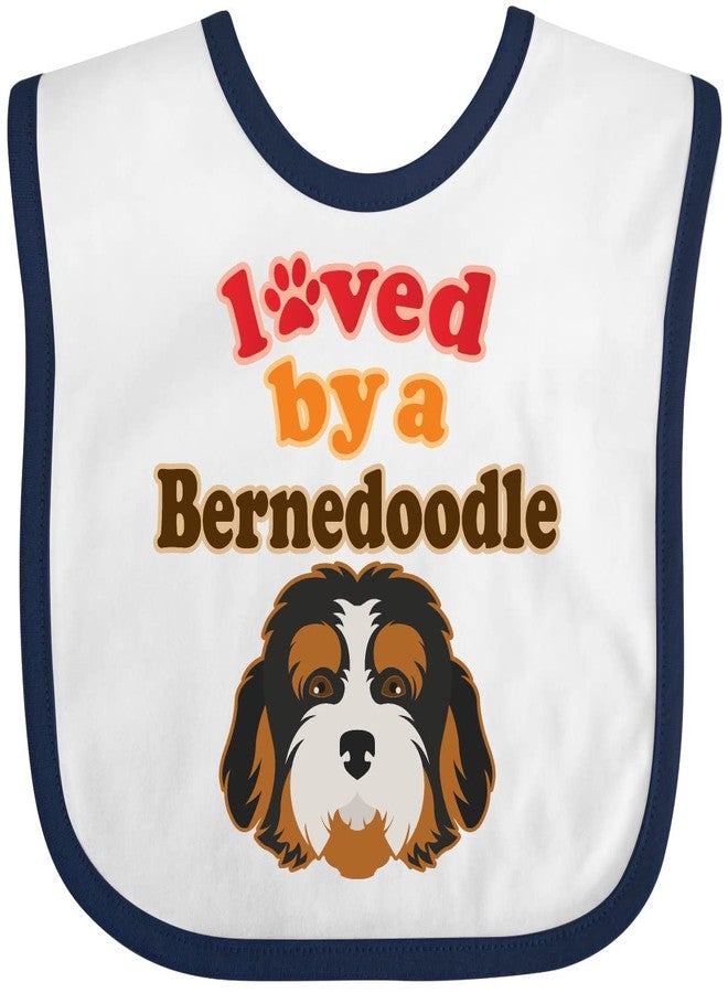 inktastic Bernedoodle Dog Lover Baby Bib White and Navy 3d8d6 - Image 1