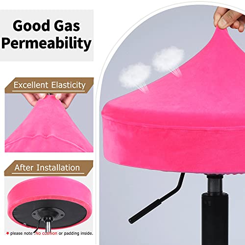 SINOSSO Bar Stool Cover, Super Soft Velvet Dia.11-13" Round Stretchy Washable Dustproof Slipcover for Upholstered Furniture (S, Hot Pink,1 Count) - Image 5