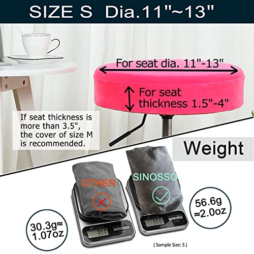 SINOSSO Bar Stool Cover, Super Soft Velvet Dia.11-13" Round Stretchy Washable Dustproof Slipcover for Upholstered Furniture (S, Hot Pink,1 Count) - Image 3