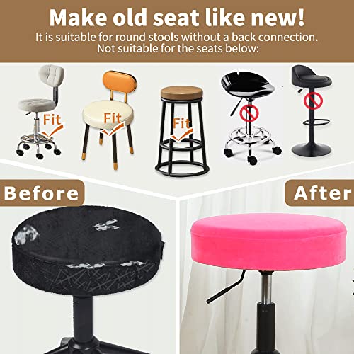SINOSSO Bar Stool Cover, Super Soft Velvet Dia.11-13" Round Stretchy Washable Dustproof Slipcover for Upholstered Furniture (S, Hot Pink,1 Count) - Image 4
