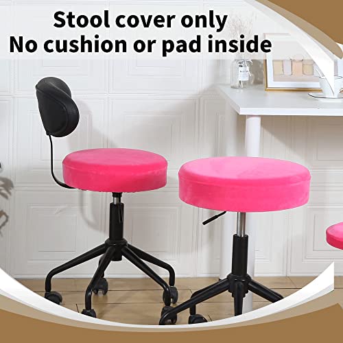 SINOSSO Bar Stool Cover, Super Soft Velvet Dia.11-13" Round Stretchy Washable Dustproof Slipcover for Upholstered Furniture (S, Hot Pink,1 Count) - Image 2