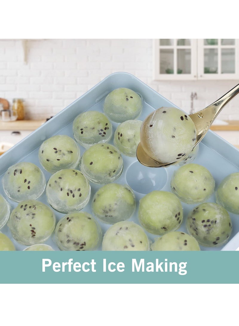 HOMESTAR Ice Cube Trays For Freezer, Consisting of 33 Storage Compartments, Ball Maker Mold Mini circle Round with Lid for Cocktail Whiskey Tea Coffee,Chilling Drinks Coffee Juice - Image 3
